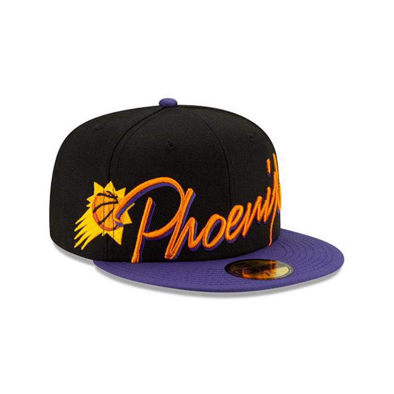 NBA Phoenix Suns Cursive 59Fifty Fitted (IGO5430) - Black New Era Caps